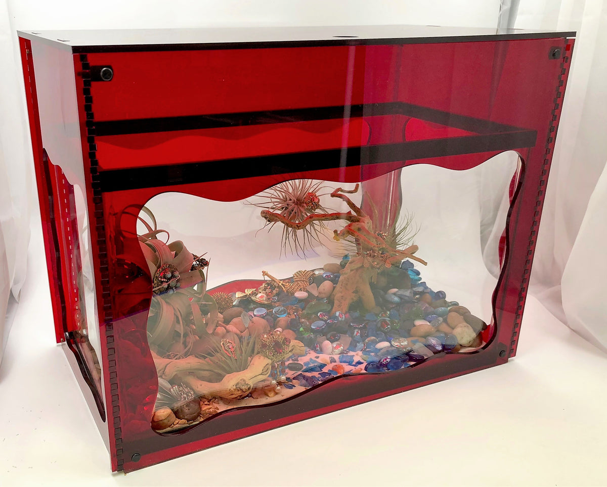 Aquarium Treasure Chest Cover - Red - Aquaterra Tank Decor