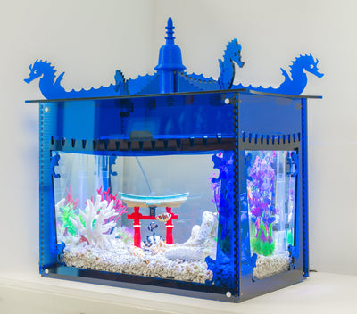 Aquarium Pagoda Cover - Blue - Aquaterra Tank Decor